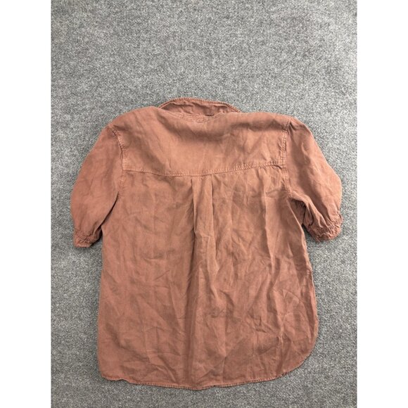 Cloth & Stone Shirt Womens Large Pink Tencel Button Front Short Sleeve Top - Picture 7 of 7